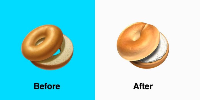 apple's bagel emojis before and after