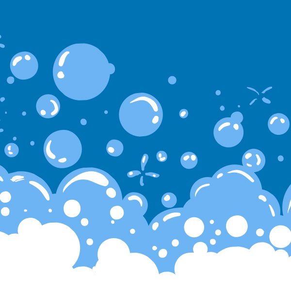 Different shades of blue and white soap bubble illustrations