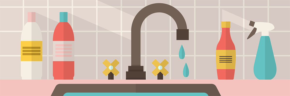 Illustration of a sink with all detergents