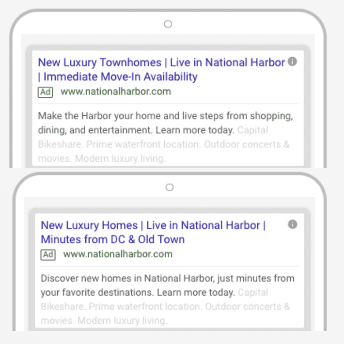 national harbor paid search ads