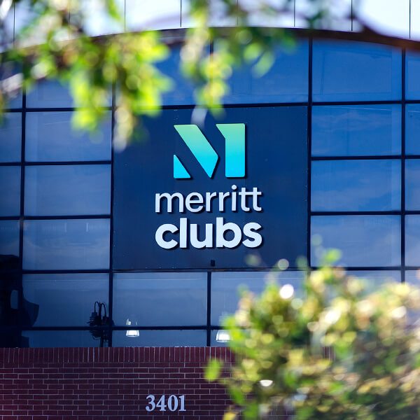 Merritt Clubs Logo on Building, Baltimore based gym