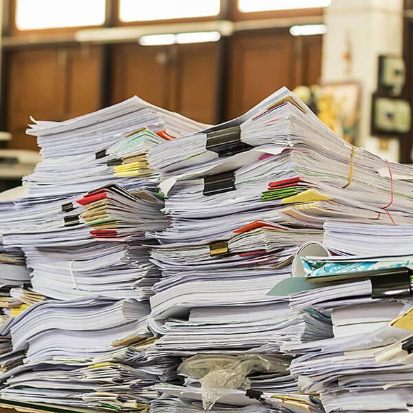 Stack of papers on a desk