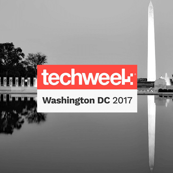 Techweek 2017 logo in front of the Washington monument