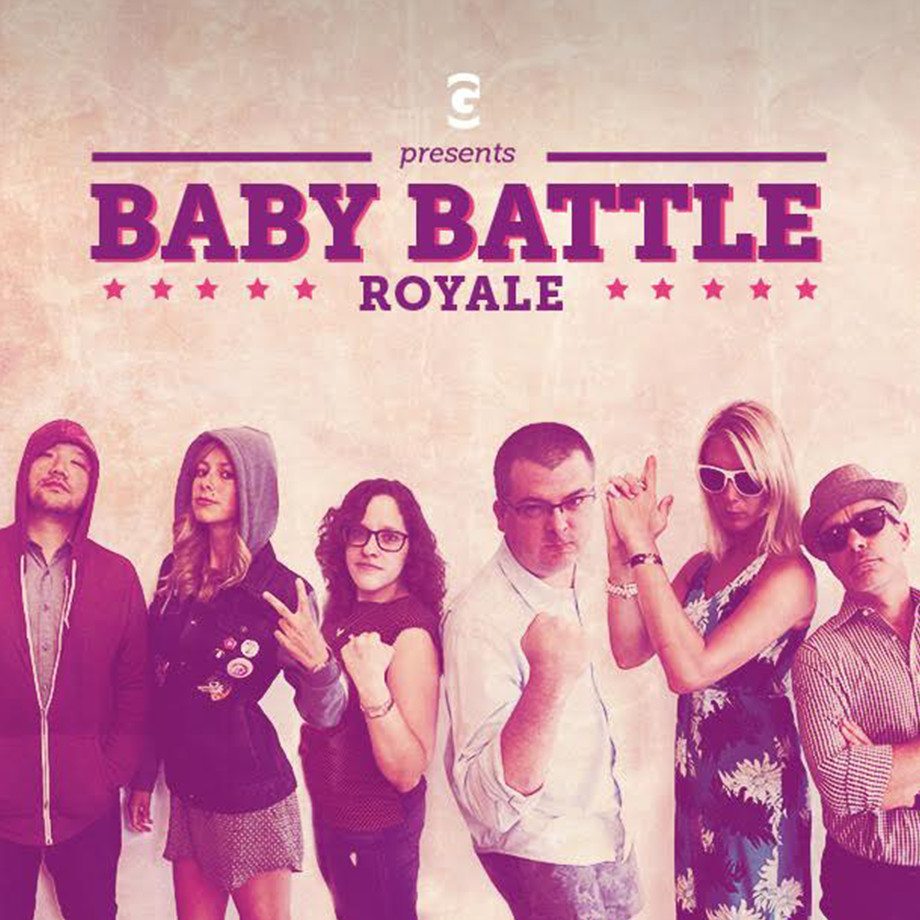 Grafik's Baby Battle Royale poster, 6 Grafik employees acting cool on the poster