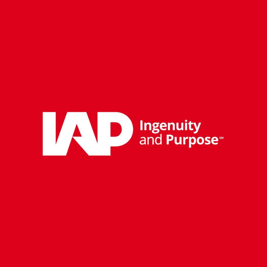 The rebrand of IAP featuring new typography focused logo.