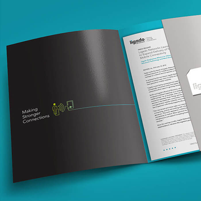 Brand marketing collateral for Ligado's rebranding efforts executed by top digital agency Grafik.