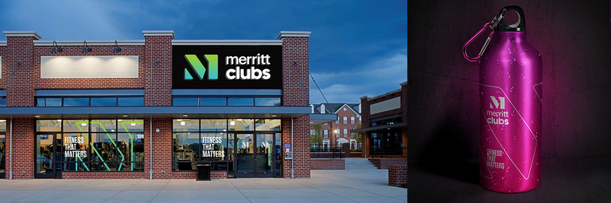 Merritt Clubs new gym visual identity collateral.