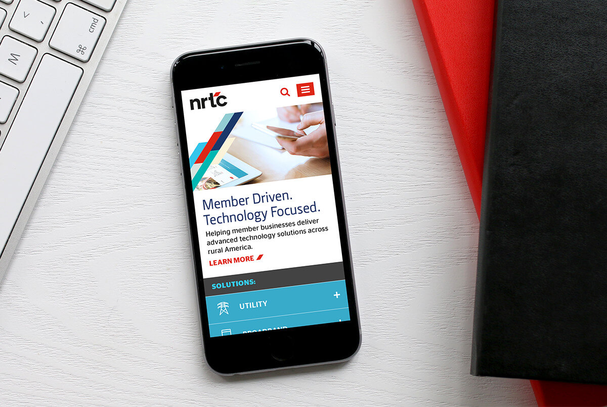 NRTC responsive website redesign shown in mobile layout.