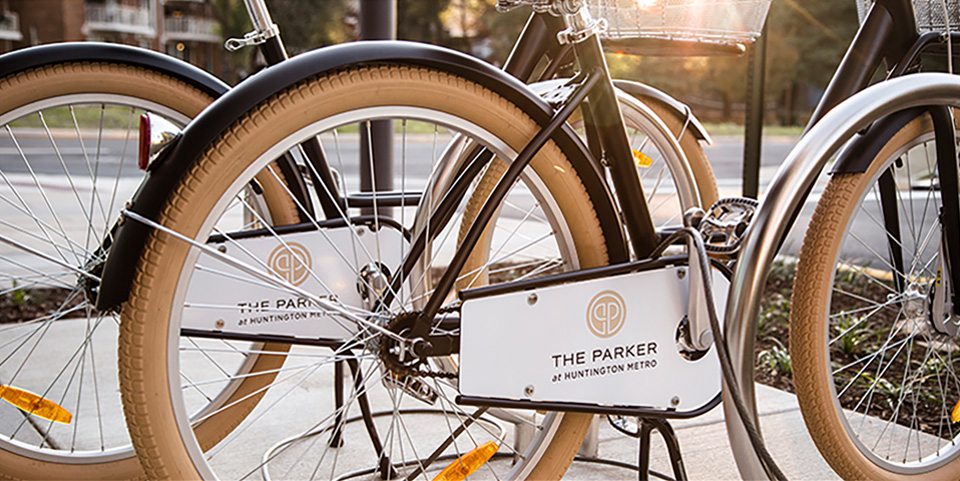 Marketing collateral for The Parker crossed many platforms, even bicycles.