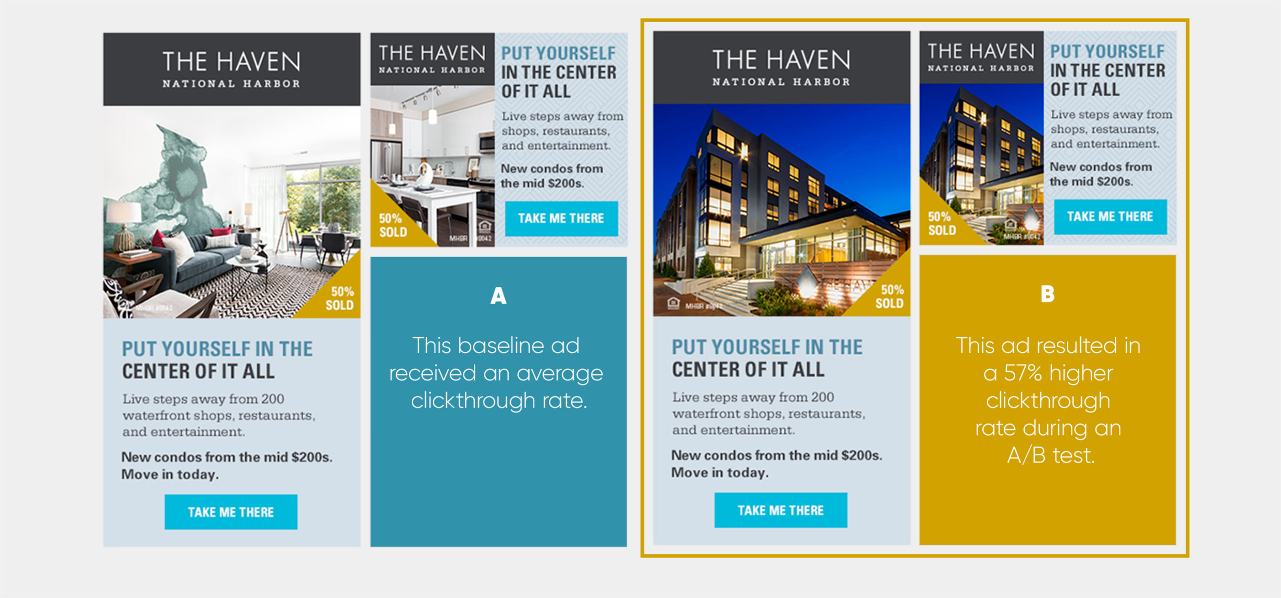 The Haven display ads for their apartment listings