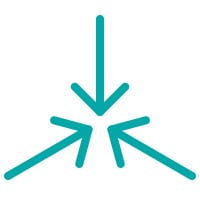 3 aqua arrows pointing at each other