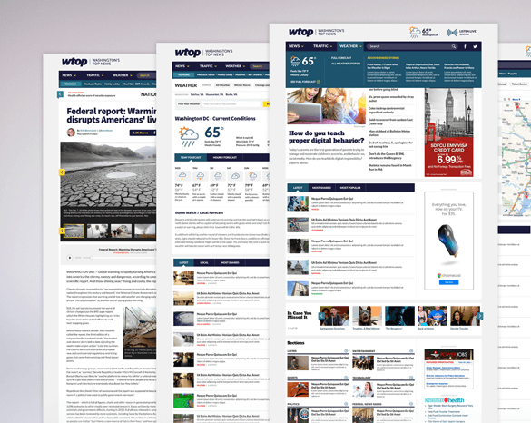 UI website designs for WTOP designed by Grafik leveraging perpetual beta strategy.