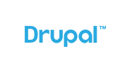 Drupal logo, an open source platform for building amazing digital experiences.