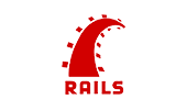 Ruby Rails logo, A web-application framework that includes everything needed to create database-backed web applications according to the Model-View-Controller
